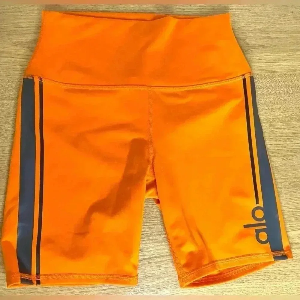 Alo HIGH-WAIST CYCLE CLUB SHORT - BRIGHT TANGERINE size M